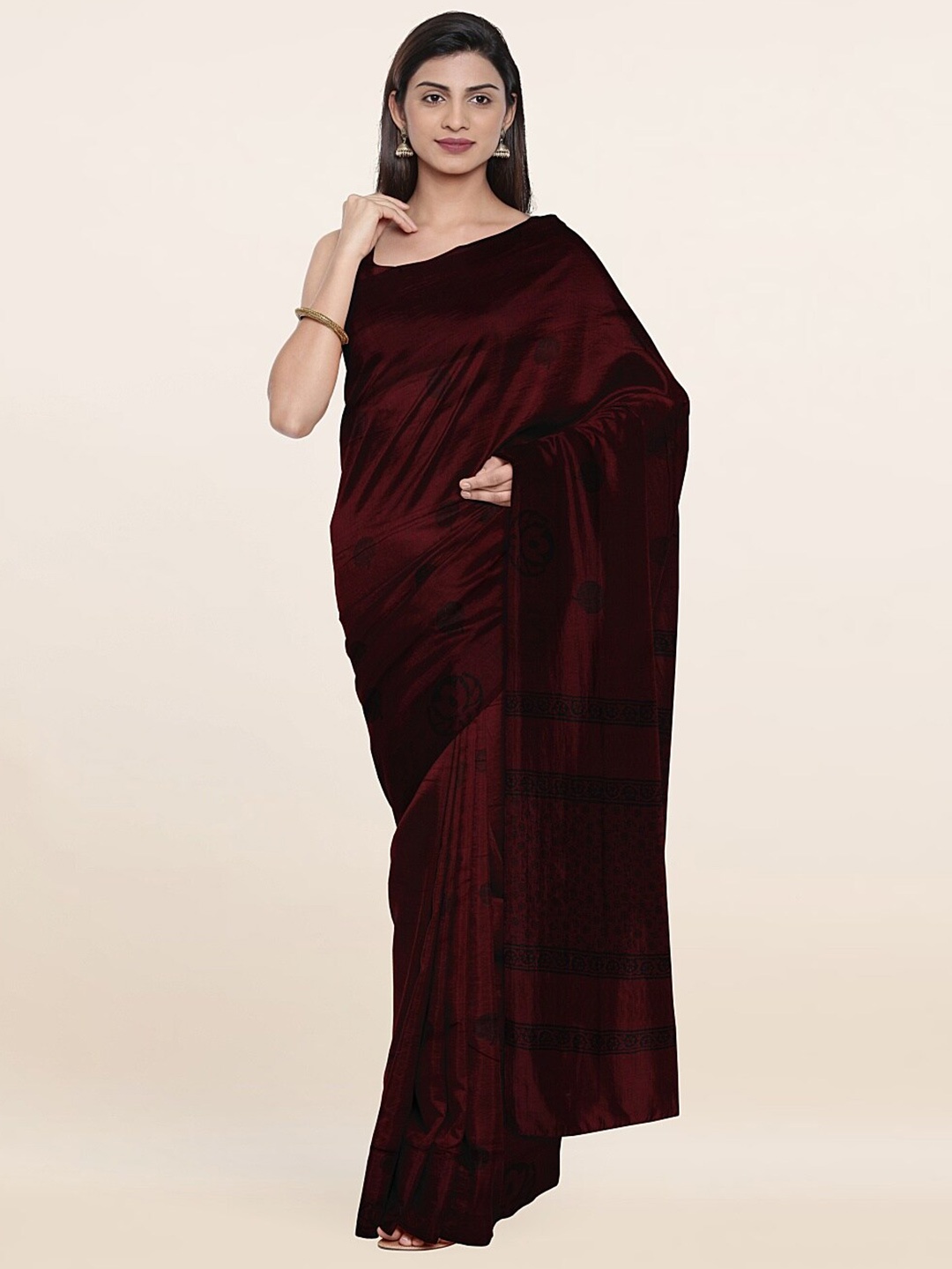 

Pothys Maroon & Black Floral Printed Saree