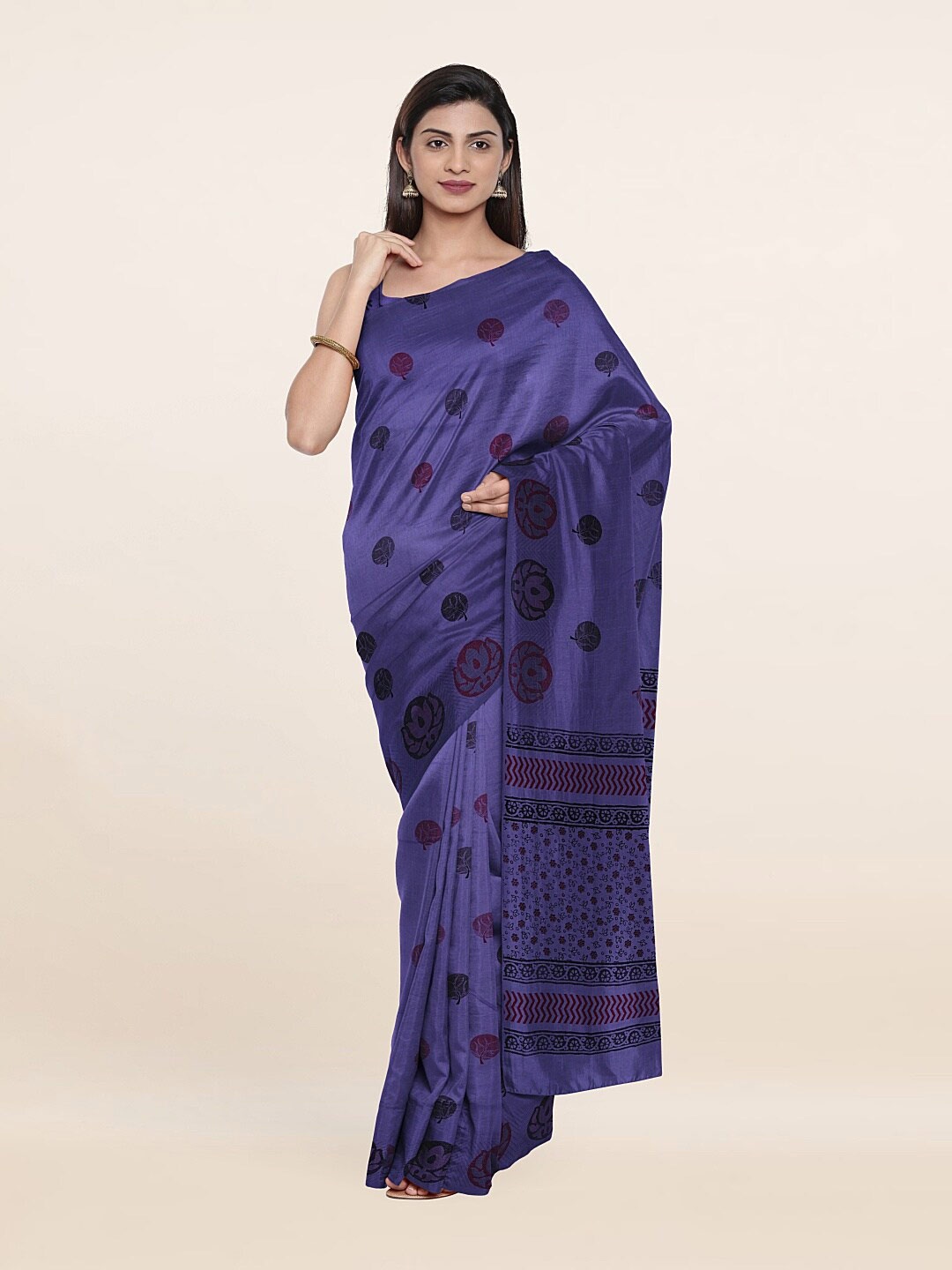 

Pothys Violet & Red Floral Printed Saree
