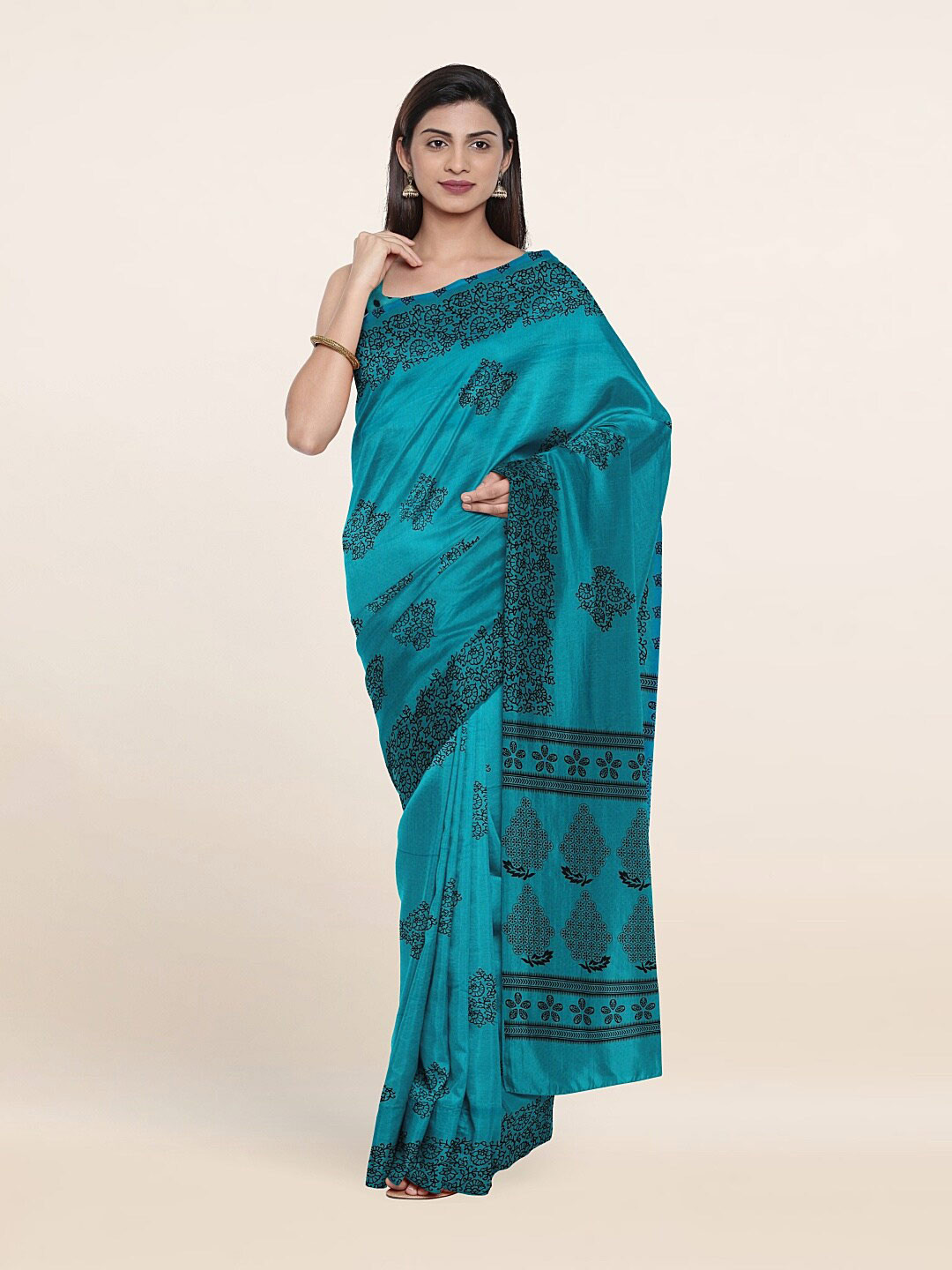 

Pothys Blue Floral Printed Saree