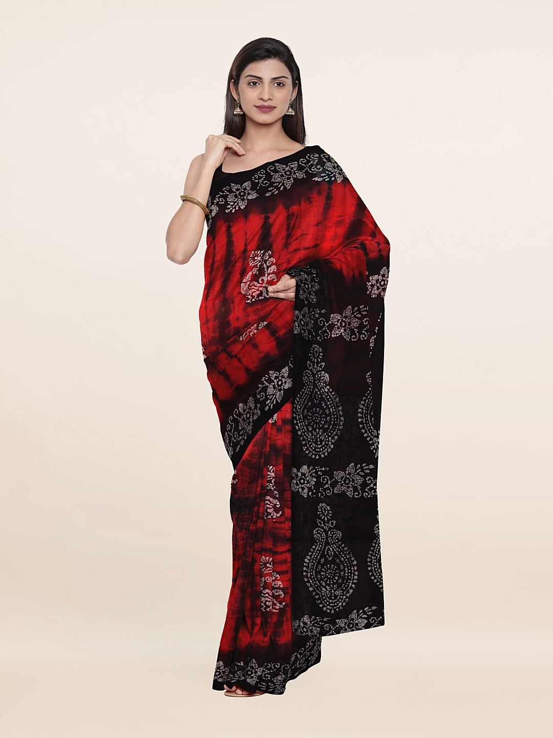 

Pothys Red & Black Batik Pure Cotton Saree