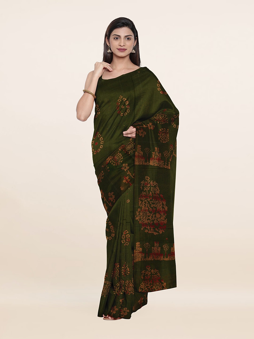 

Pothys Green & Rust Paisley Pure Cotton Saree