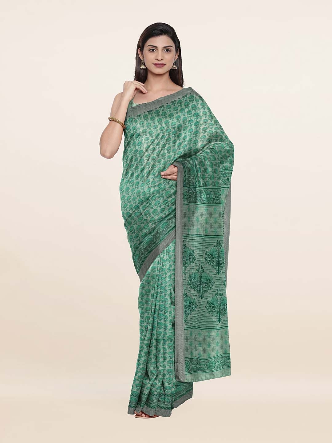 

Pothys Green Floral Pure Cotton Saree