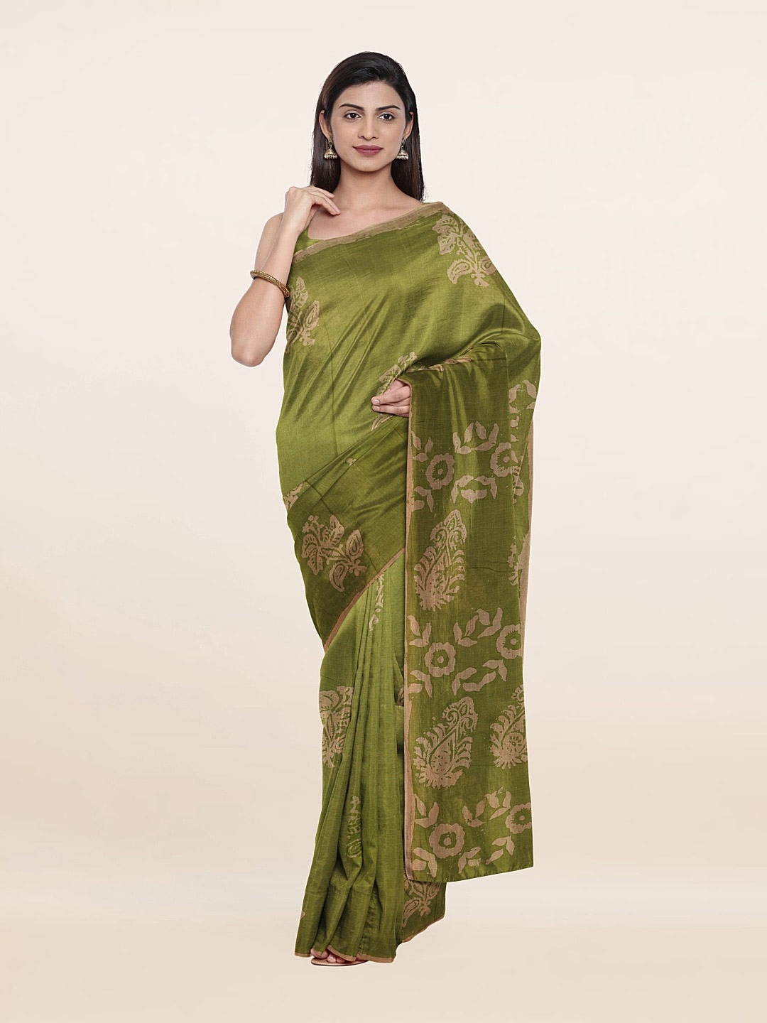 

Pothys Green & Pink Floral Pure Cotton Saree