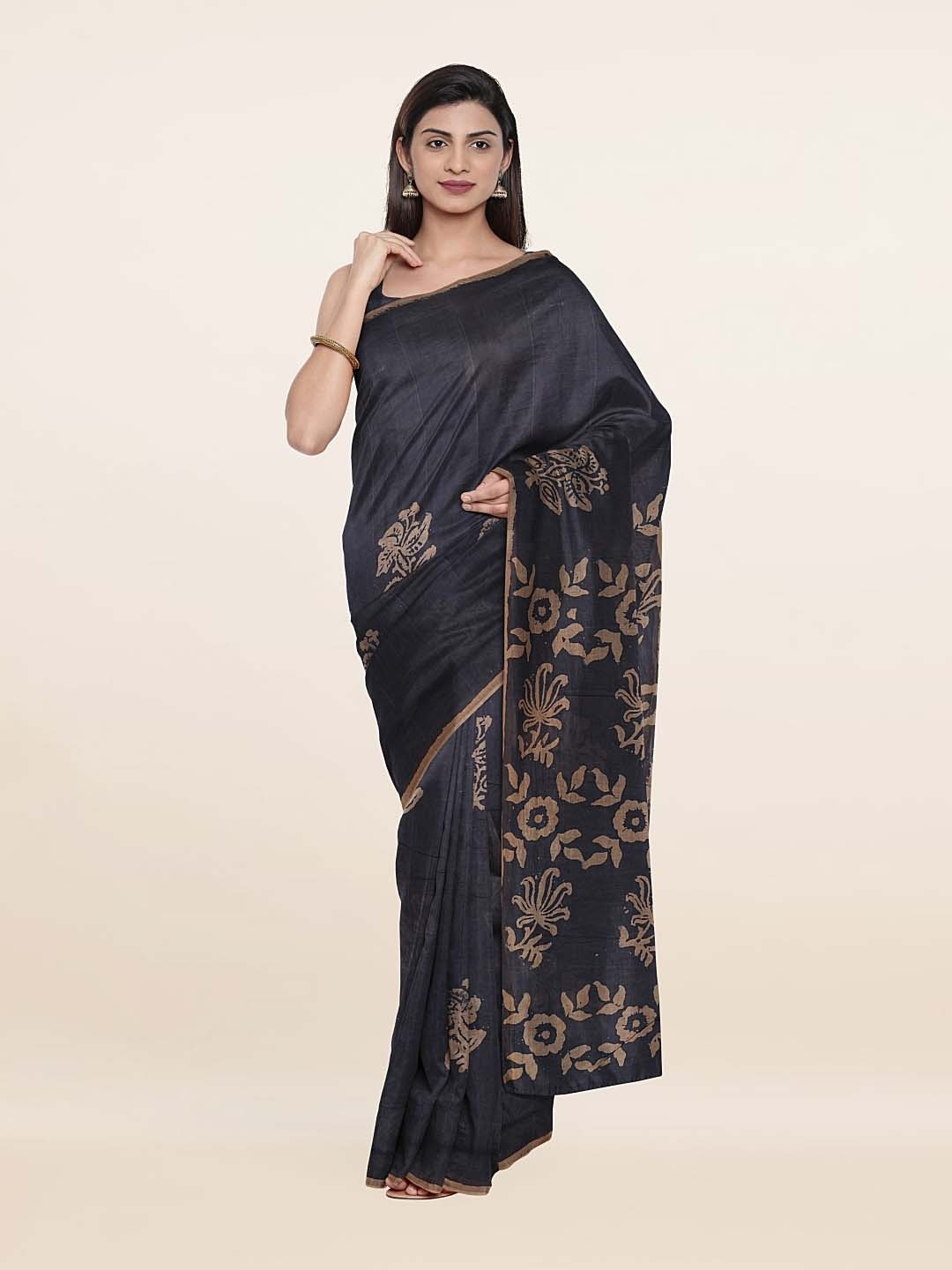 

Pothys Grey & Brown Floral Pure Cotton Saree