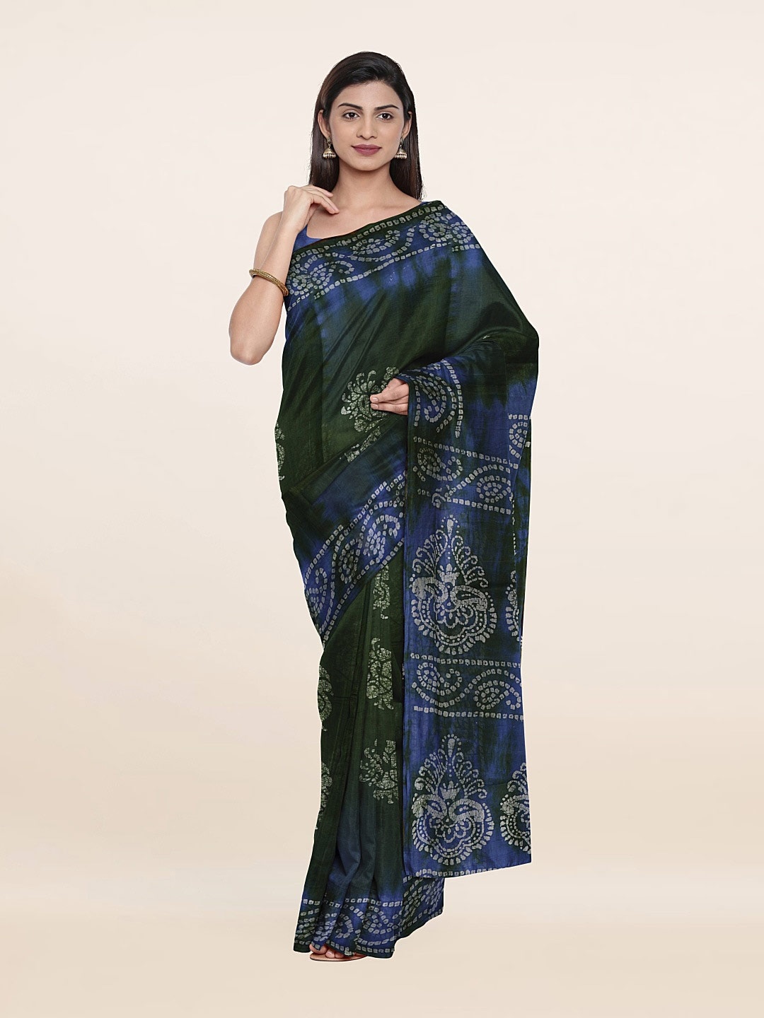 

Pothys Green & Blue Batik Pure Cotton Saree