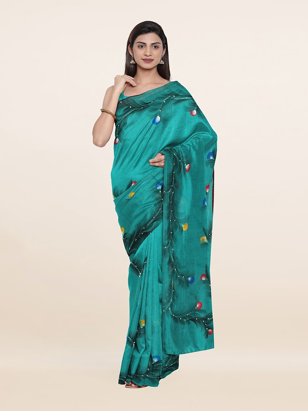 

Pothys Green & Yellow Floral Printed Pure Cotton Saree