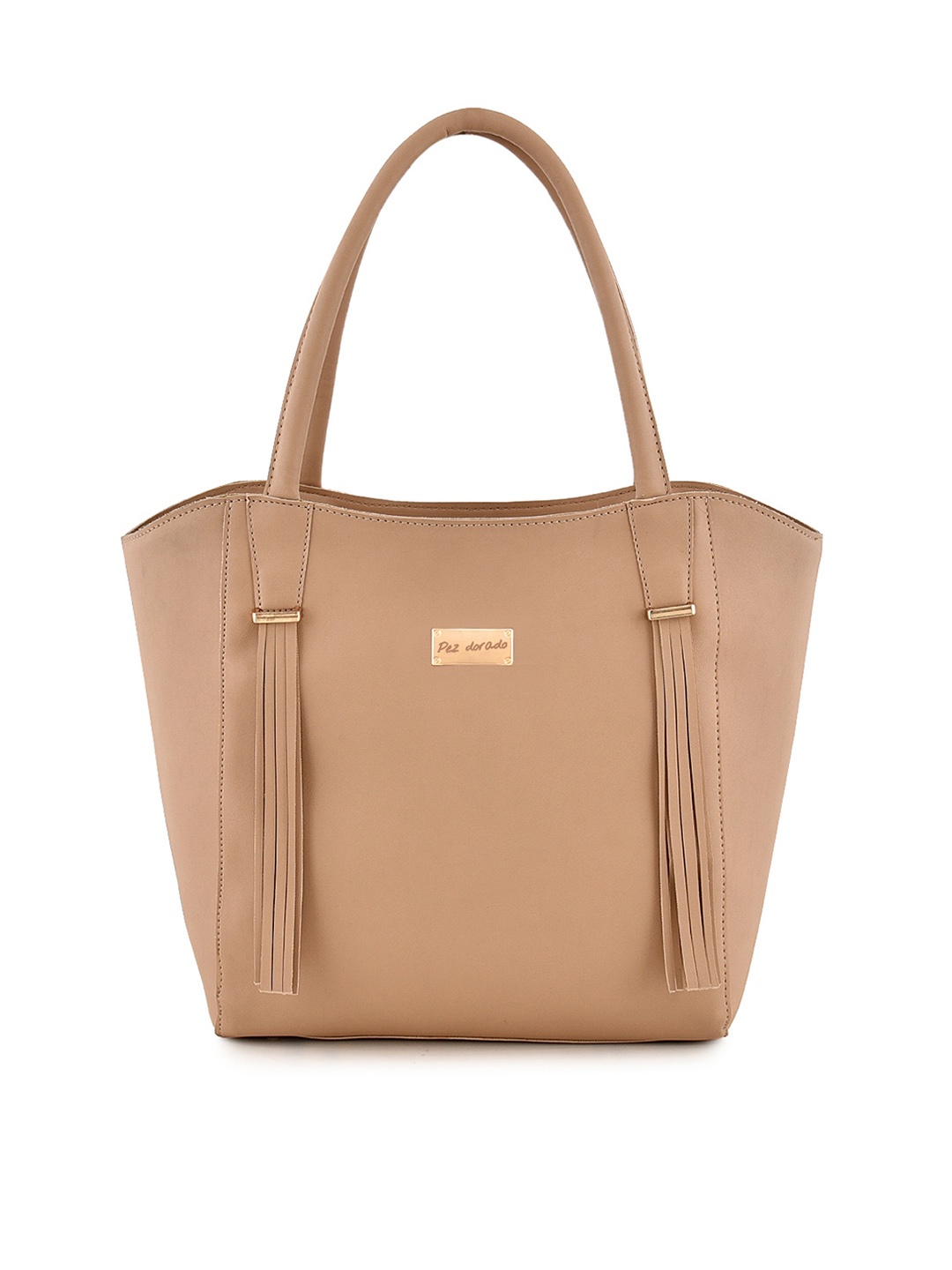 

Pez dorado Beige Structured Shoulder Bag with Tasselled