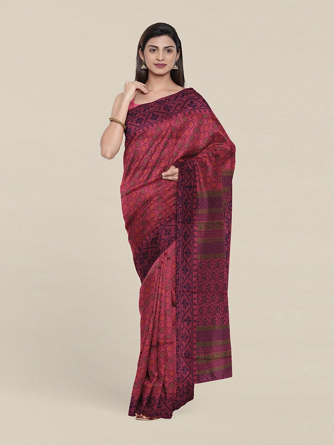 

Pothys Pink & Violet Floral Pure Cotton Saree