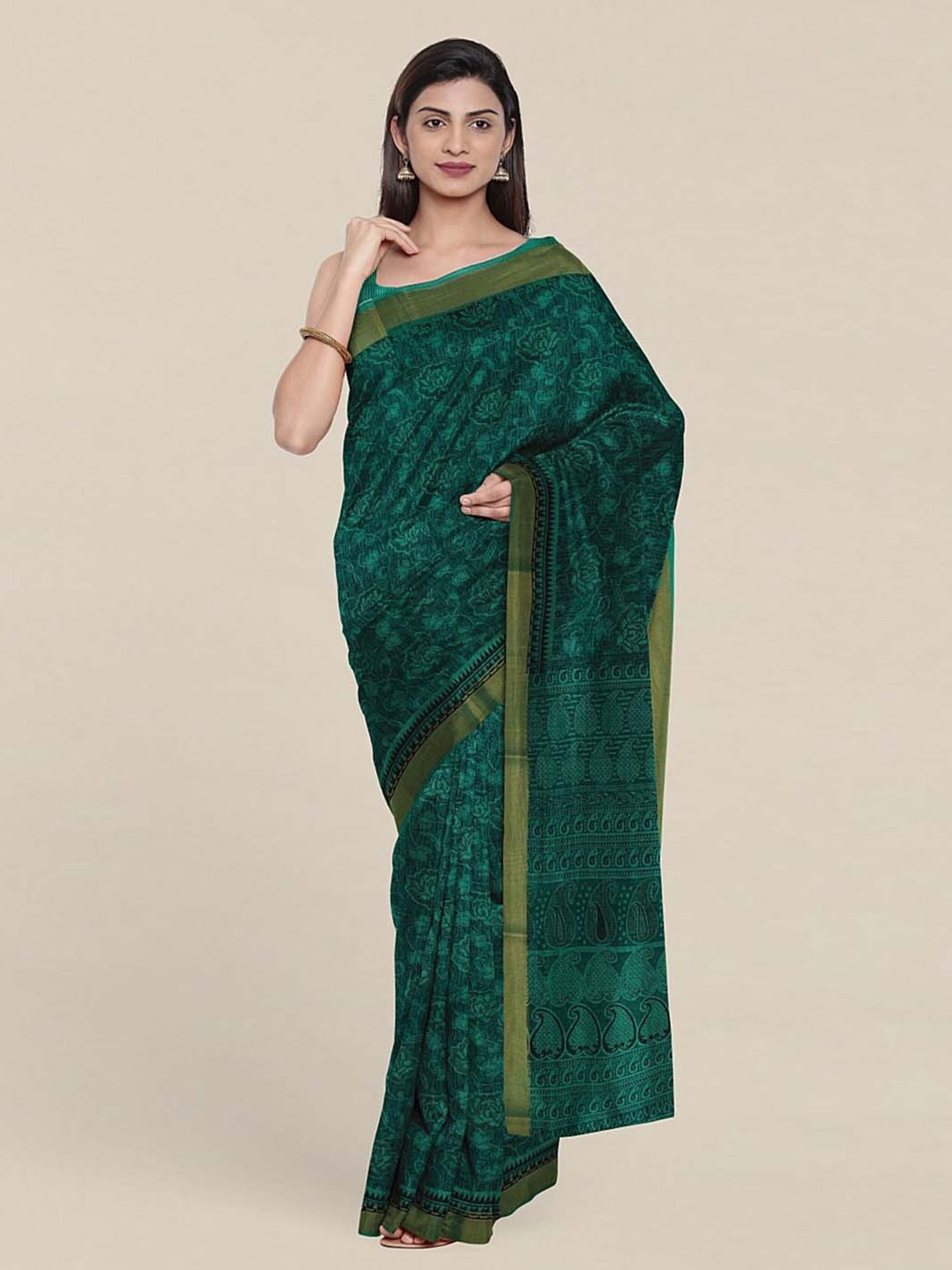 

Pothys Green Floral Pure Cotton Saree
