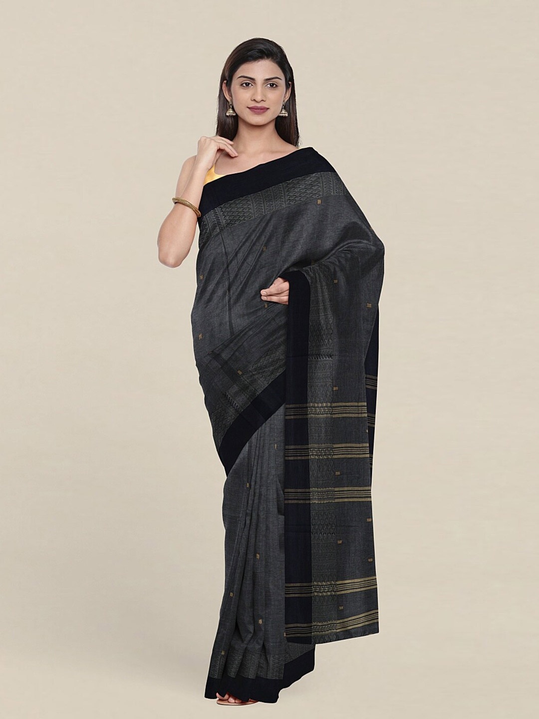 

Pothys Grey & Beige Woven Design Pure Cotton Saree