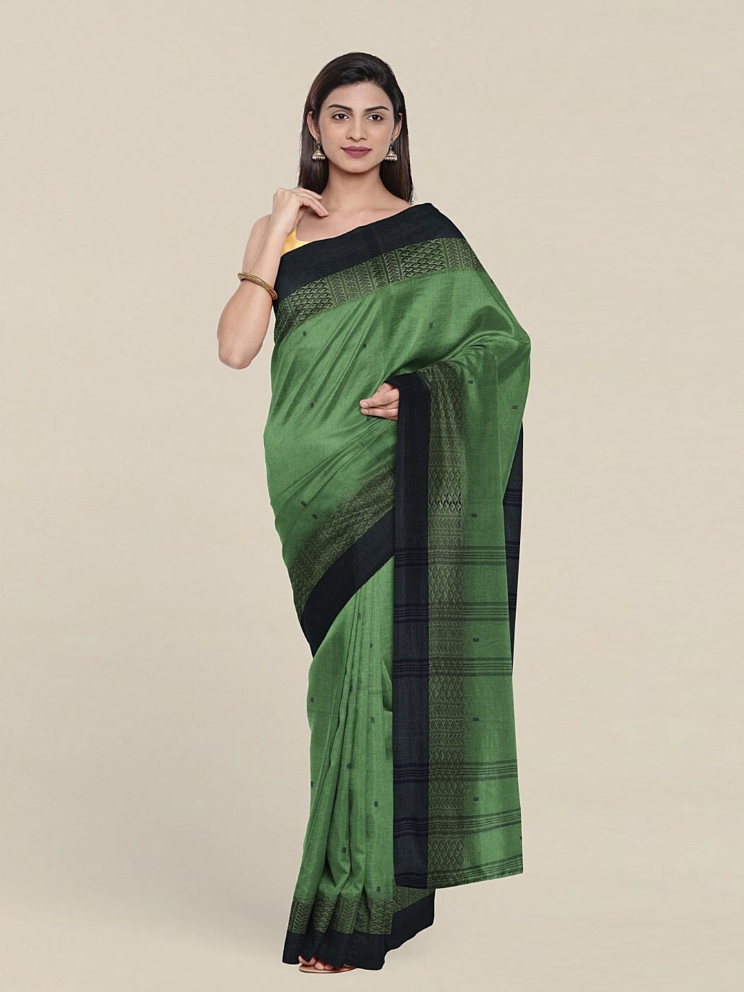 

Pothys Green & Navy Blue Pure Cotton Saree