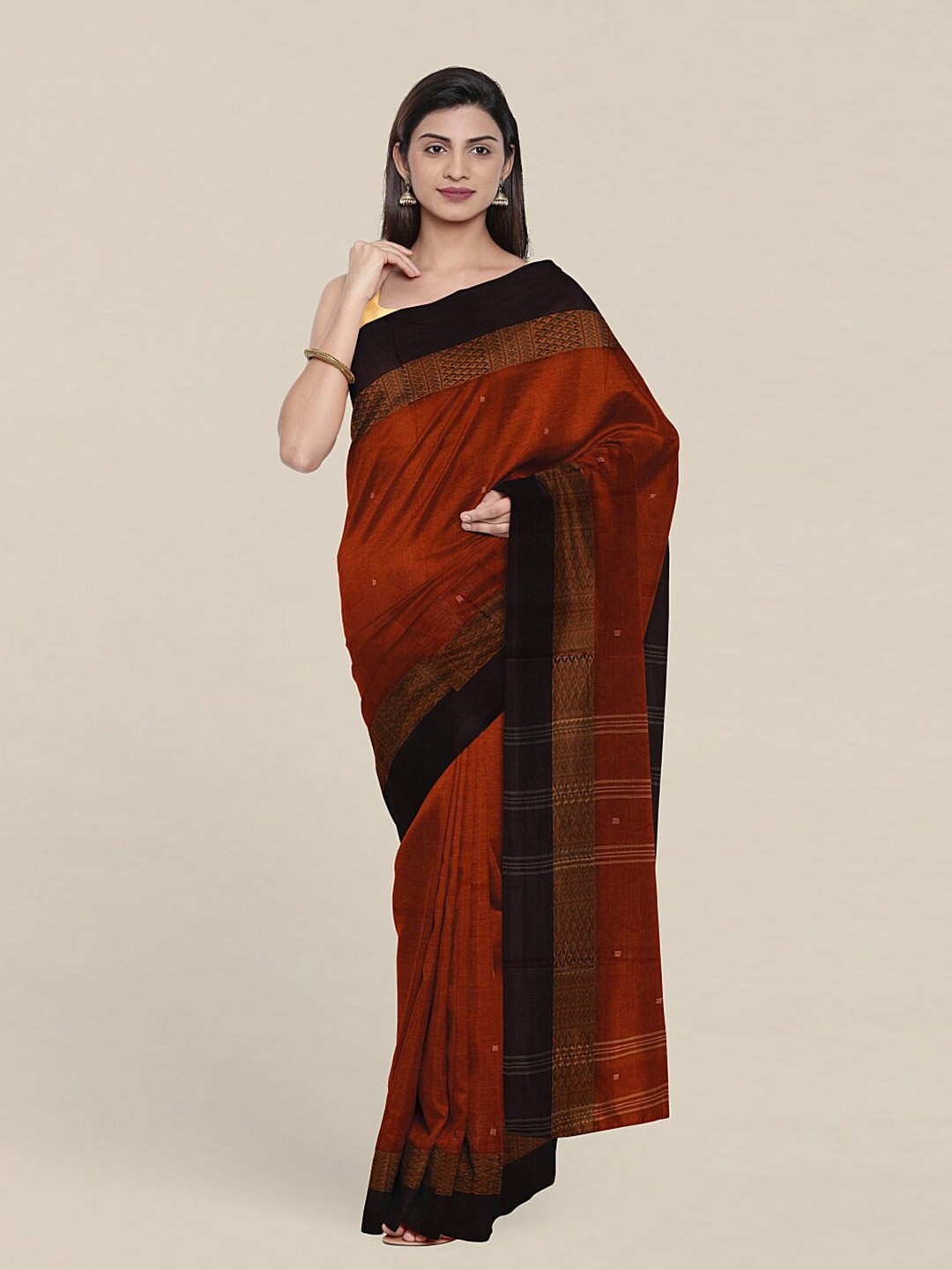 

Pothys Rust & Purple Woven Design Pure Cotton Saree