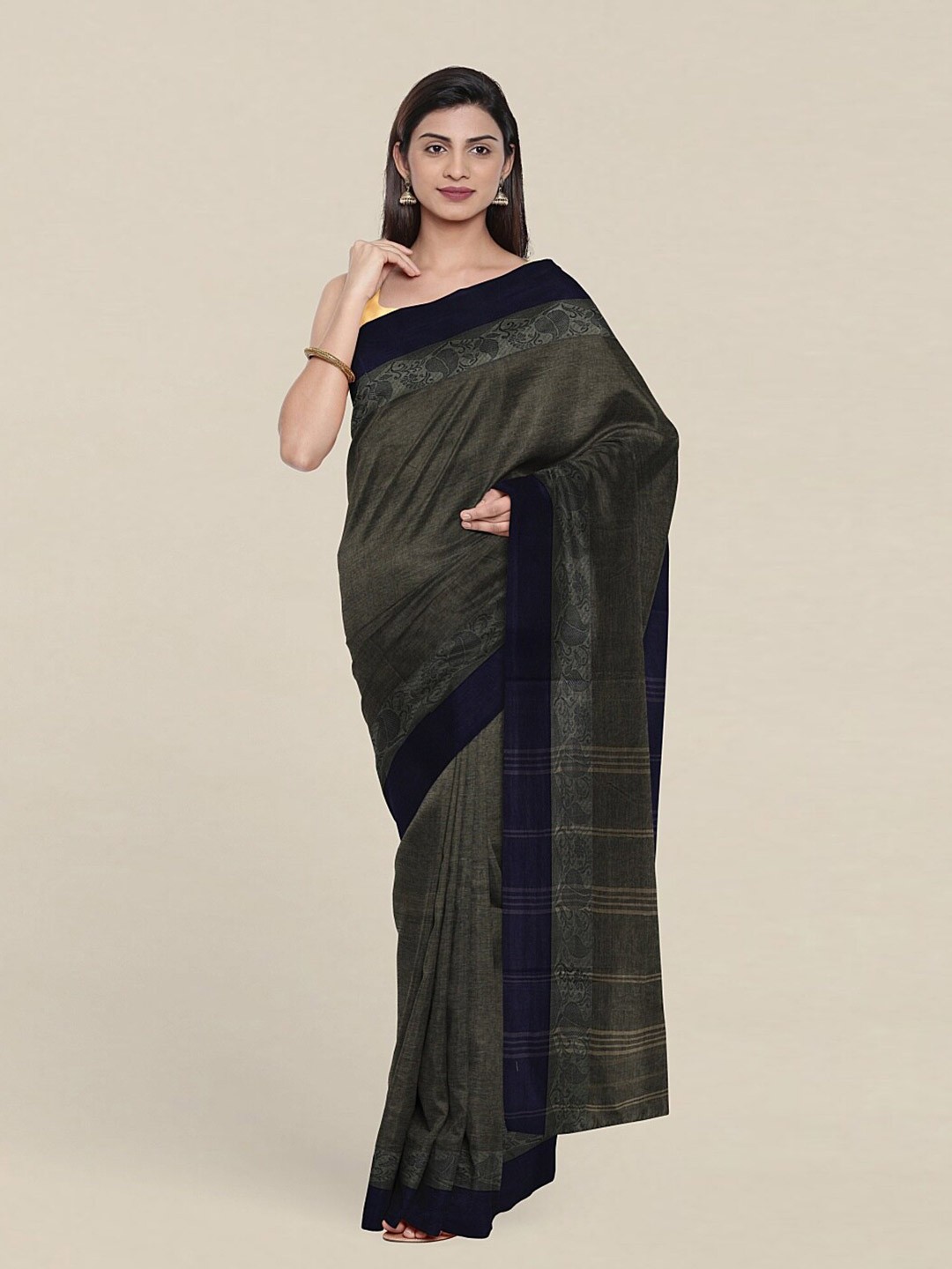 

Pothys Grey & Blue Woven Design Zari Pure Cotton Saree