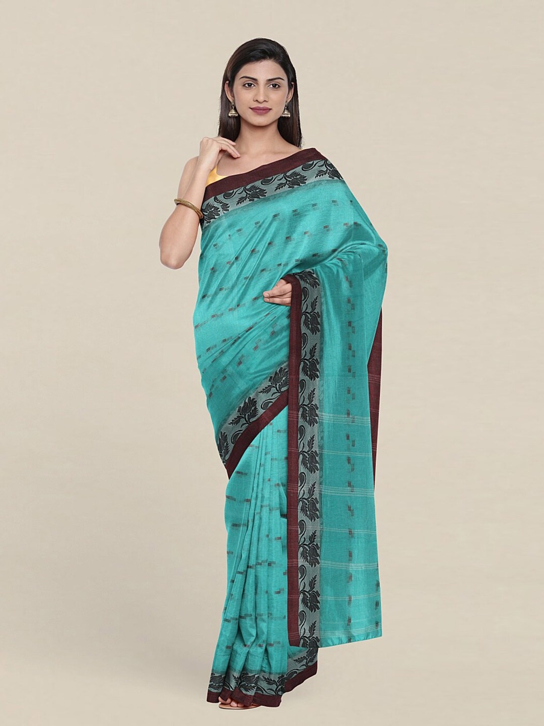 

Pothys Green & Maroon Woven Design Zari Pure Cotton Saree