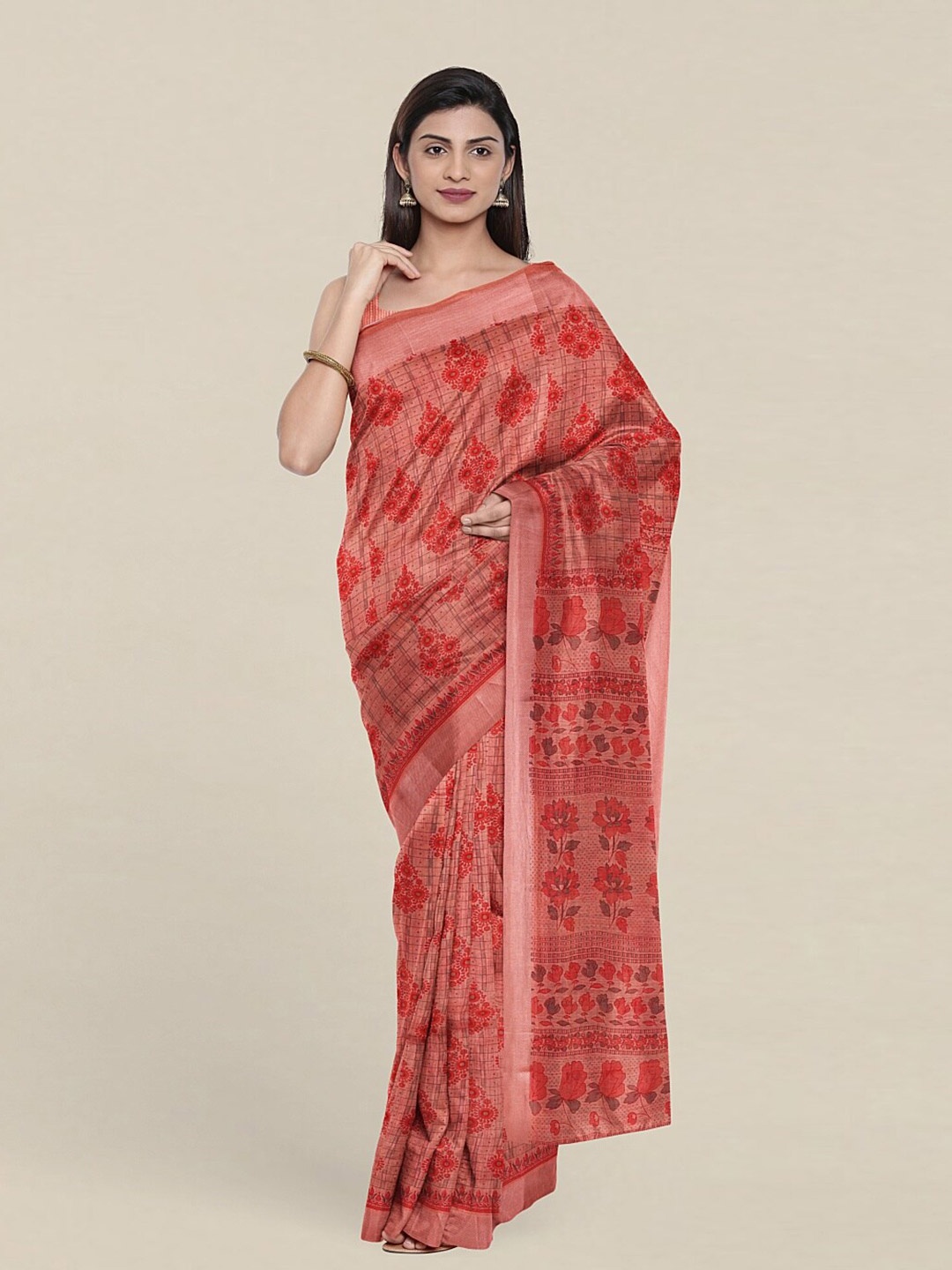 

Pothys Pink Floral Pure Cotton Saree