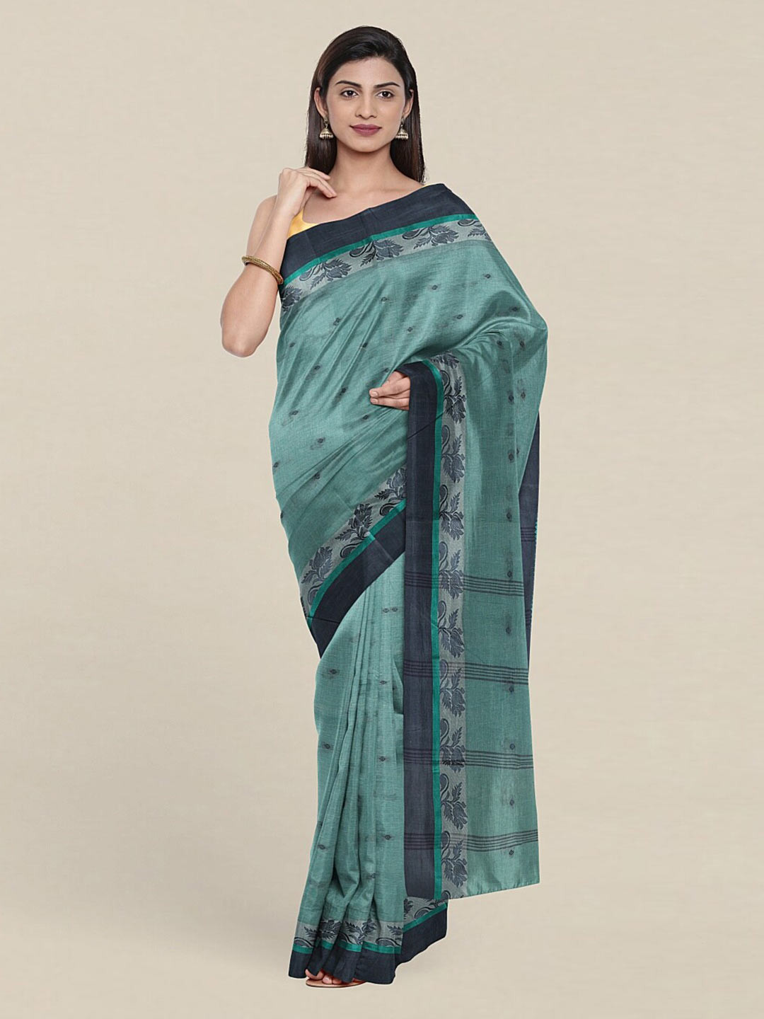 

Pothys Green & Navy Blue Pure Cotton Saree