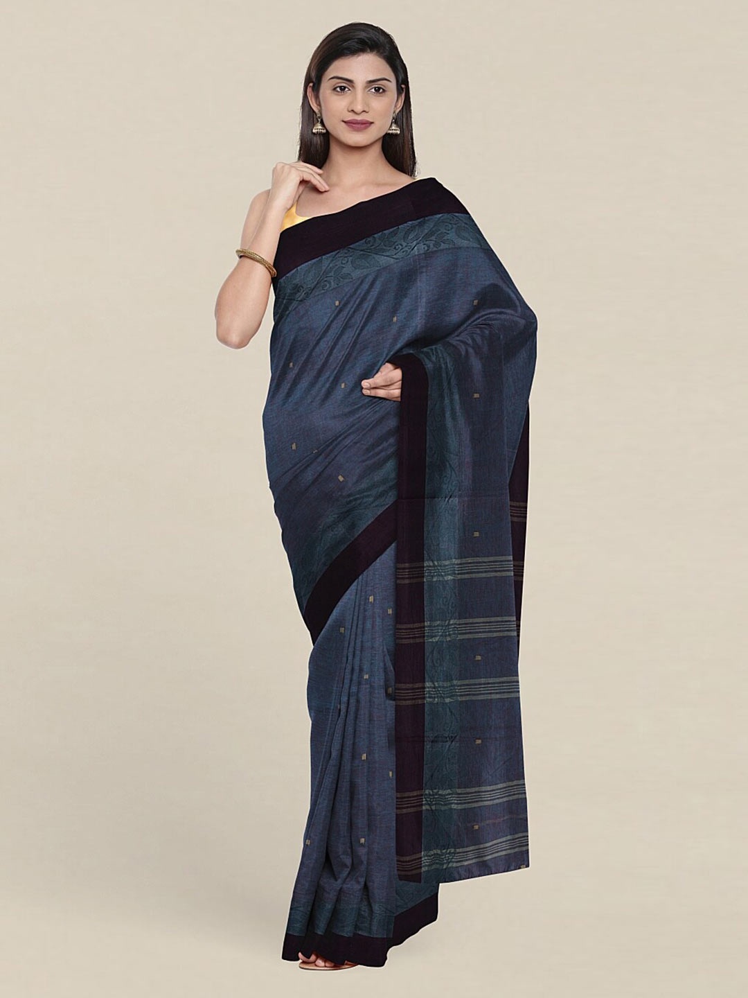 

Pothys Blue & Cream-Coloured Pure Cotton Saree