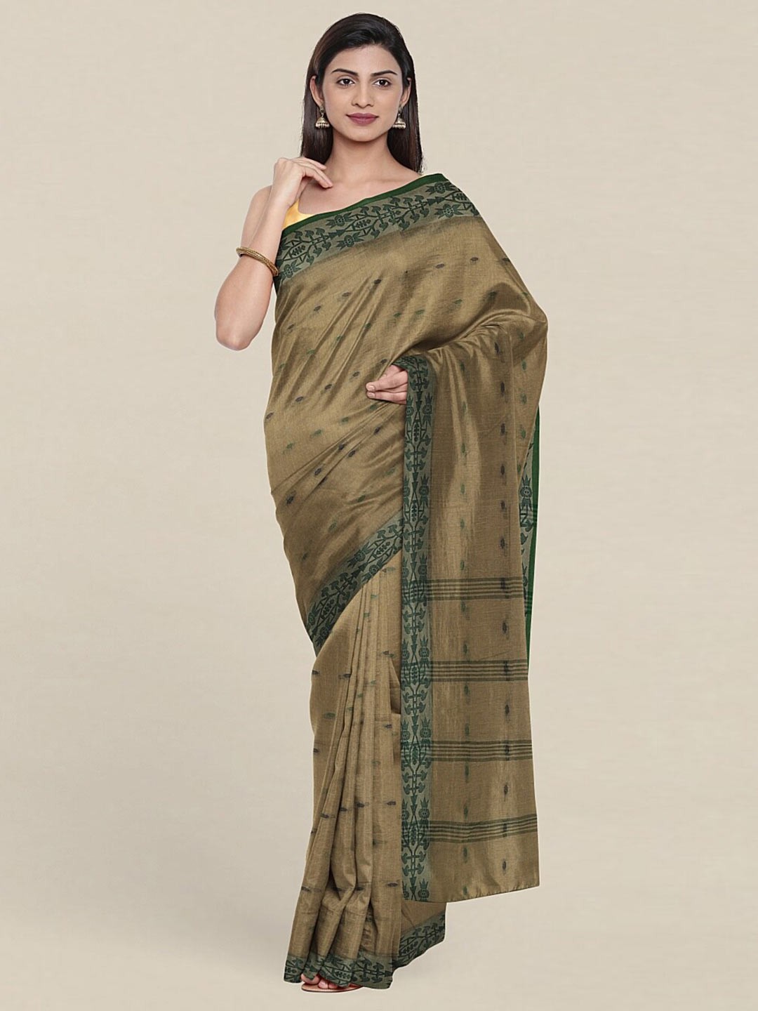

Pothys Green & Beige Pure Cotton Saree