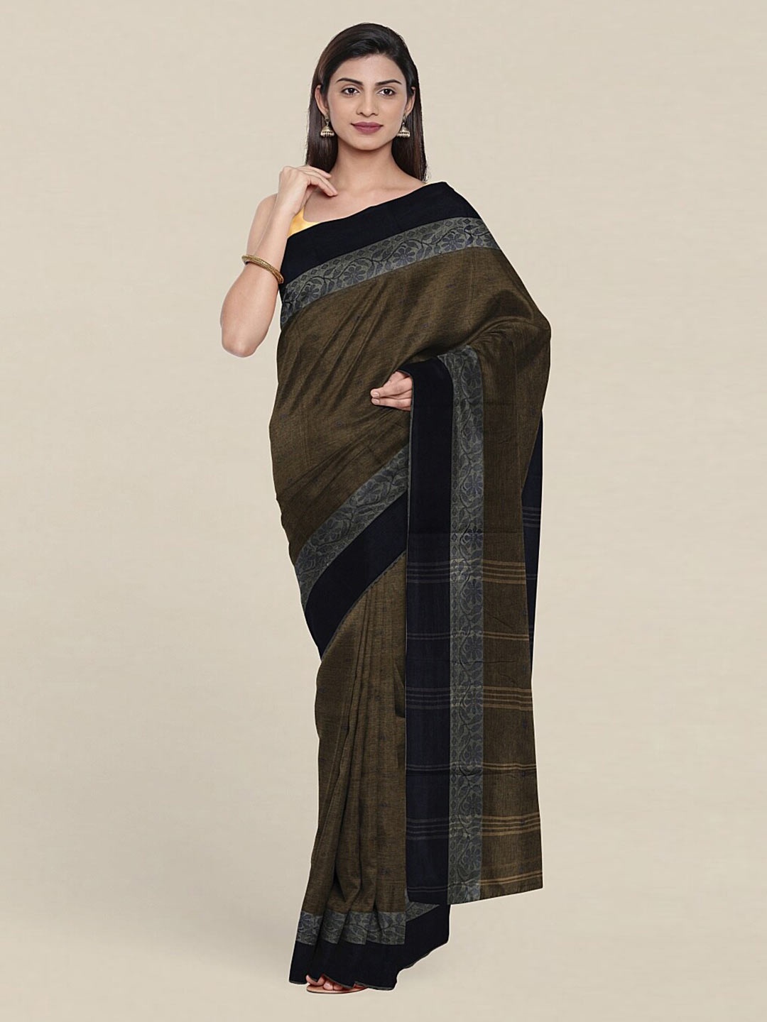 

Pothys Grey & Blue Floral Pure Cotton Saree