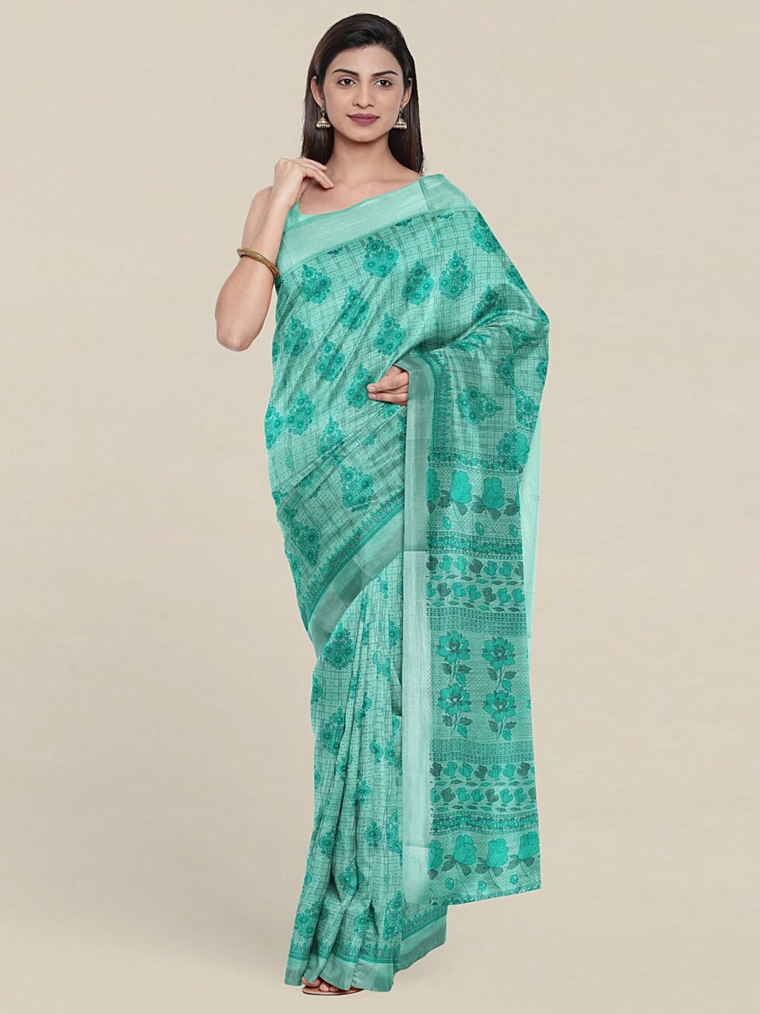 

Pothys Green Floral Pure Cotton Saree
