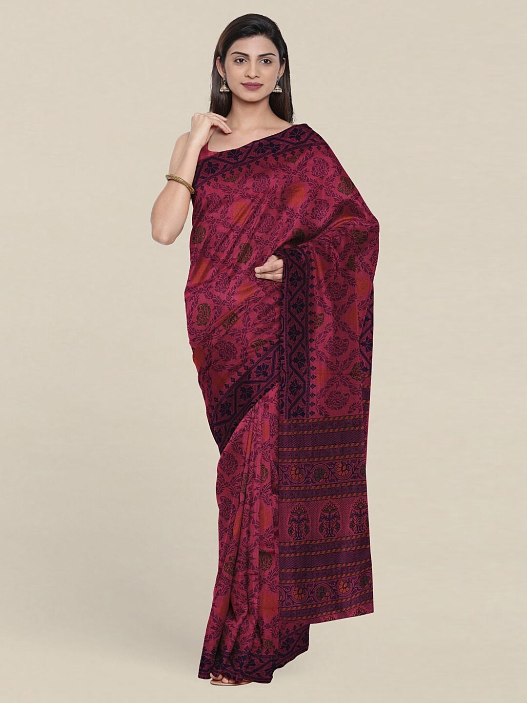 

Pothys Pink & Purple Paisley Pure Cotton Saree