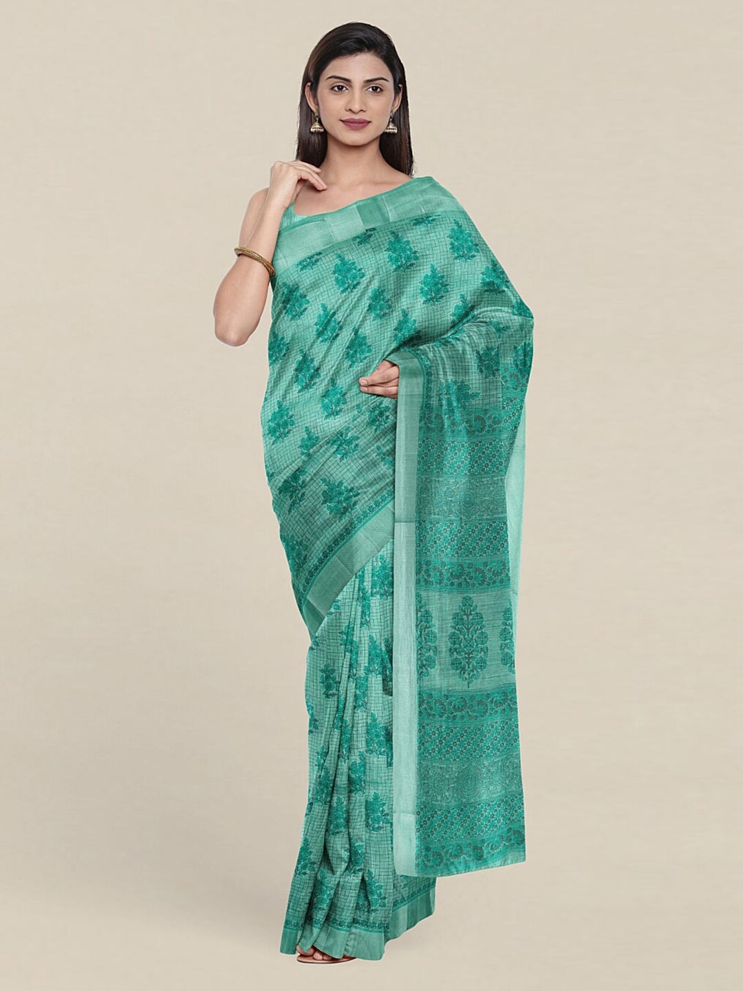 

Pothys Sea Green Floral Pure Cotton Saree