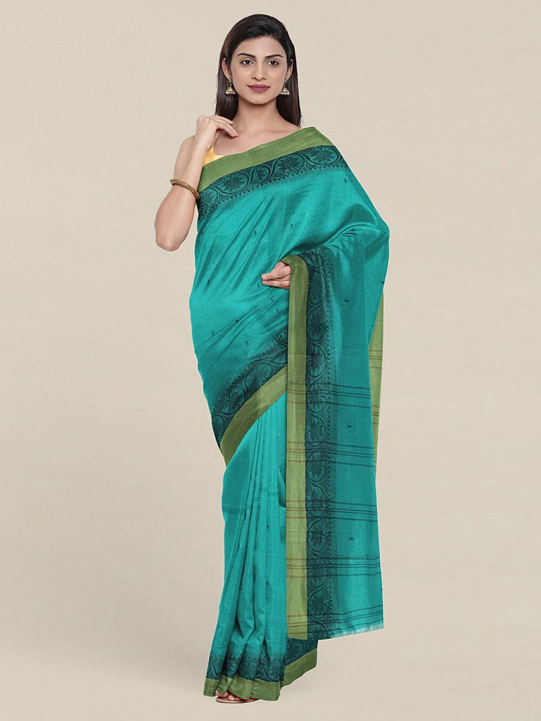 

Pothys Green & Turquoise Blue Pure Cotton Saree