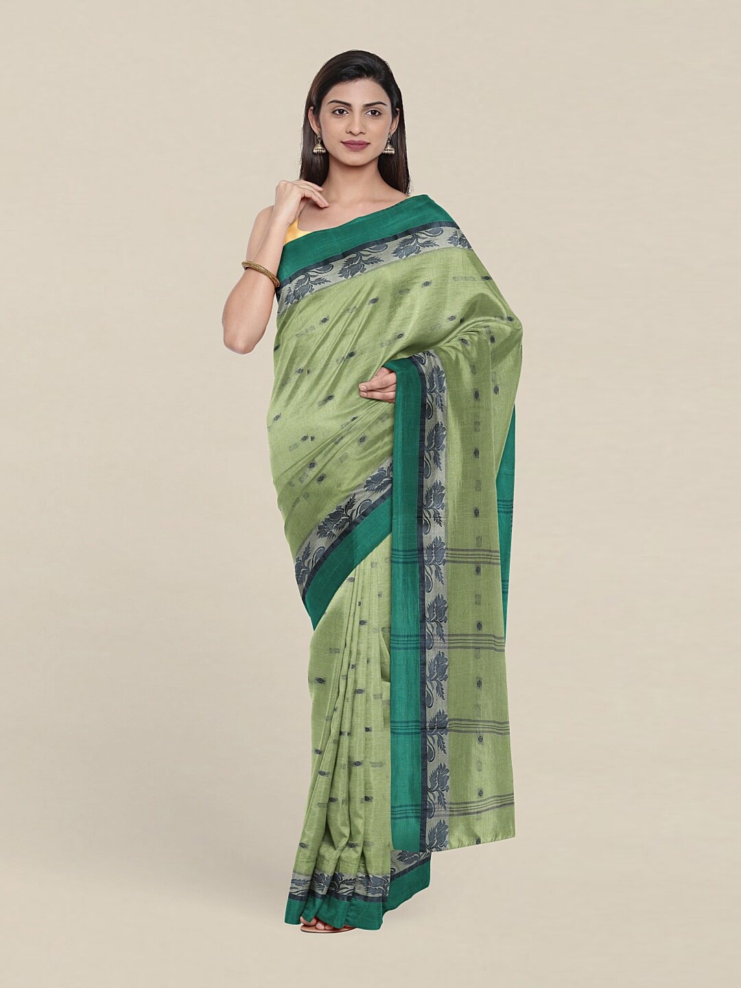 

Pothys Green & Blue Woven Design Pure Cotton Saree