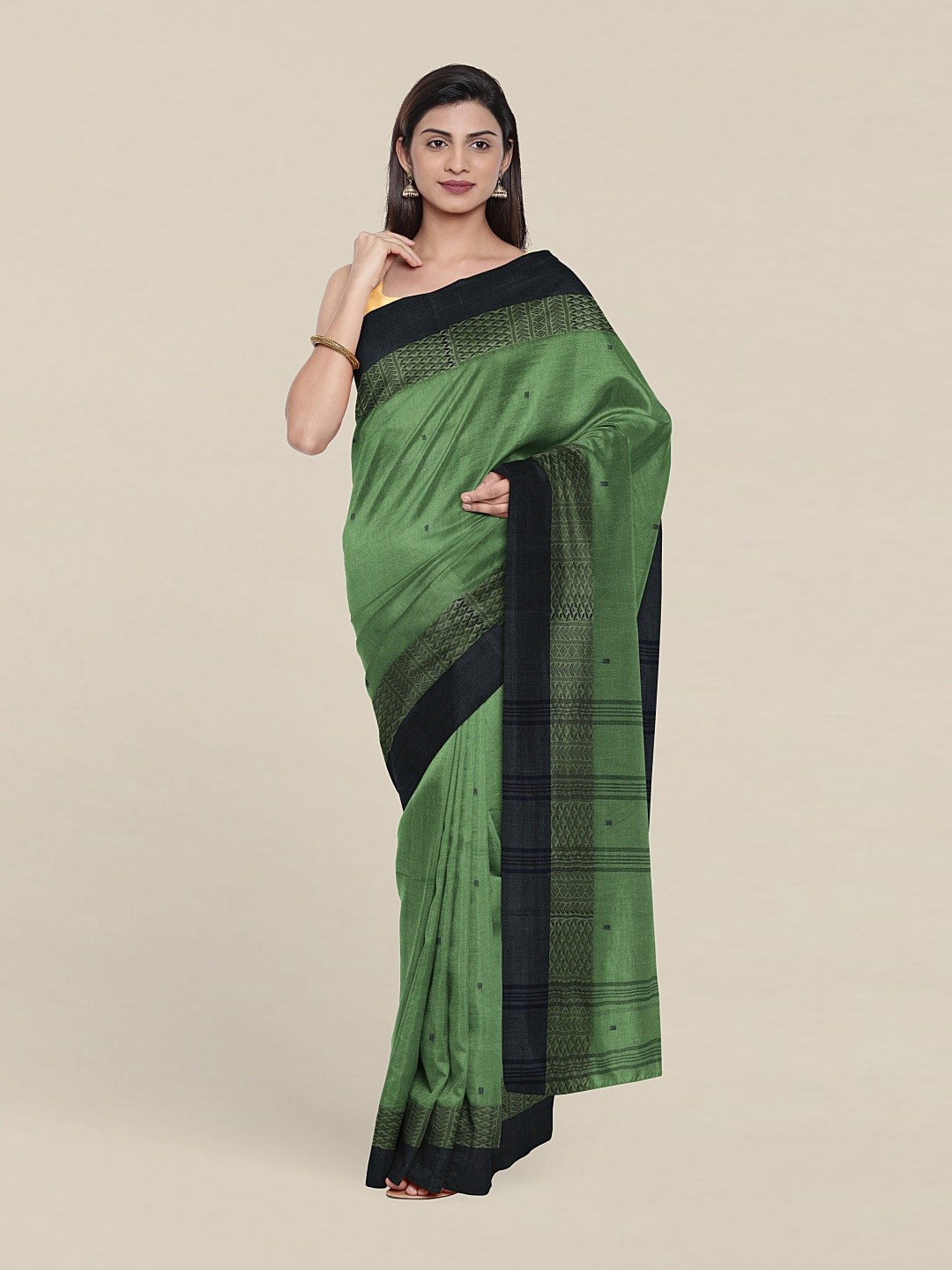 

Pothys Green & Black Woven Design Zari Pure Cotton Saree