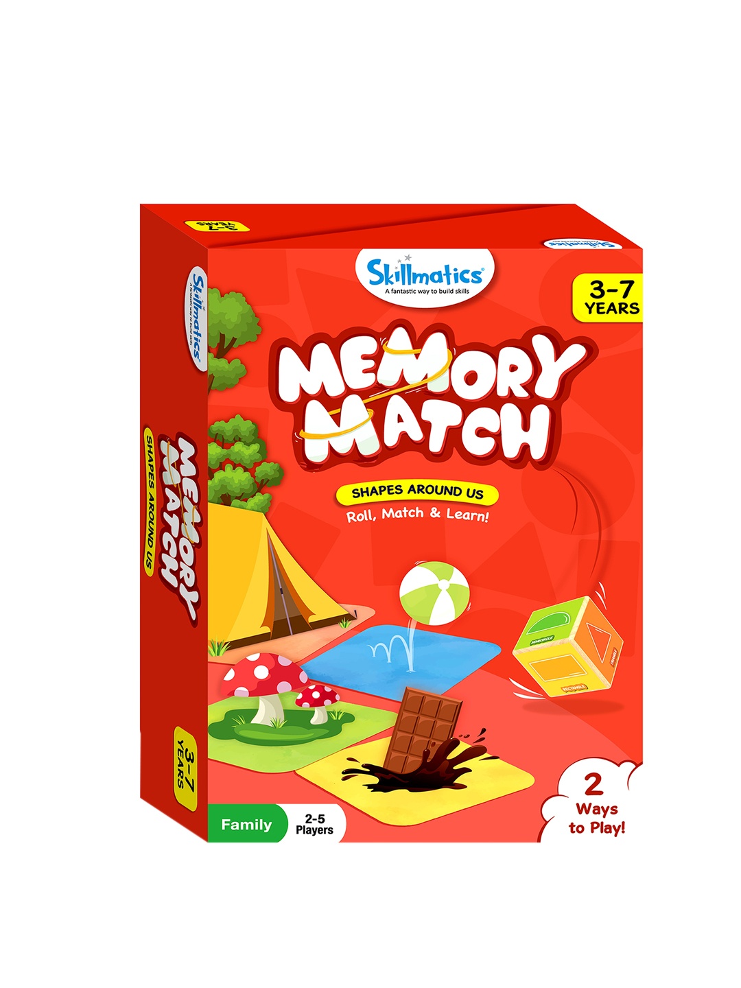 

Skillmatics Kids Red & Blue Memory Match Board Game : Shapes Around Us