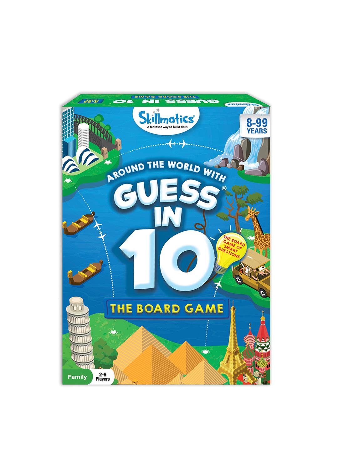 

Skillmatics Kids Blue & Green Guess in 10 Board Game Around The World Card Games
