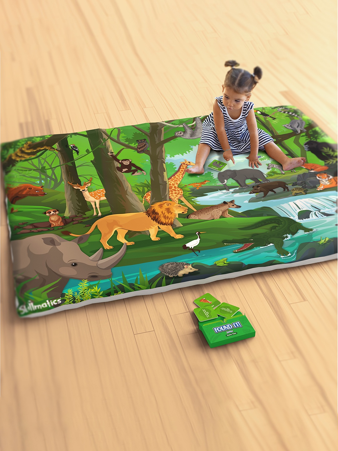 

Skillmatics Kids Yellow & Green Found It! Junior Animals Play Mat & Floor Game