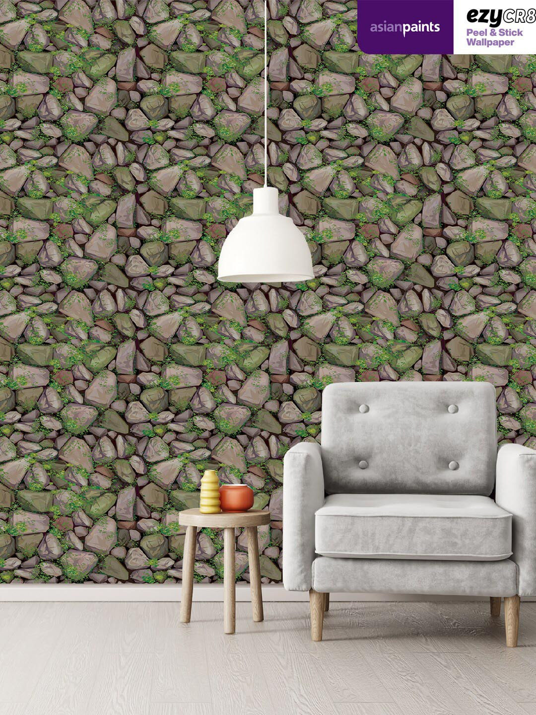 

Asian Paints Beige & Green Stepping Stones Self Adhesive Wallpaper