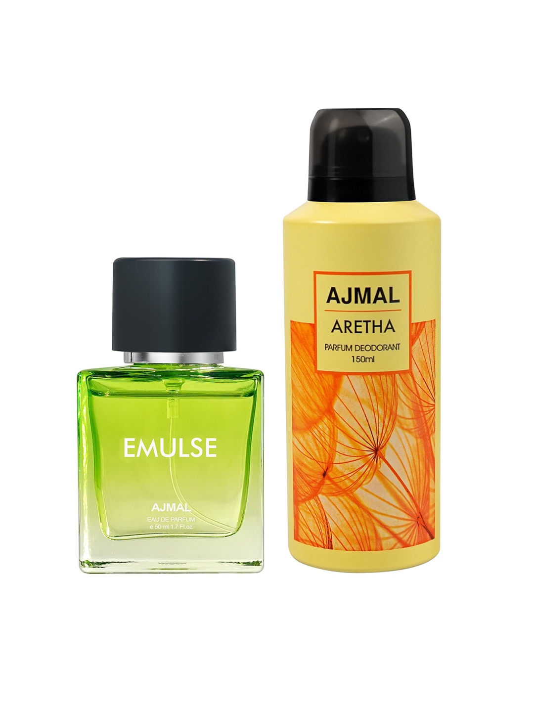 

Ajmal Set of Emulse Eau de Parfum 50ml & Aretha Deodorant 150ml, Yellow
