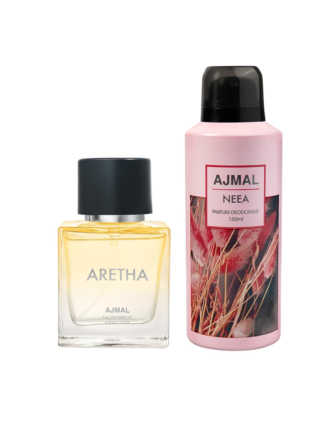 

Ajmal Pack of 2 Aretha Perfume-50ml + Neea Deodorant-150ml, Pink