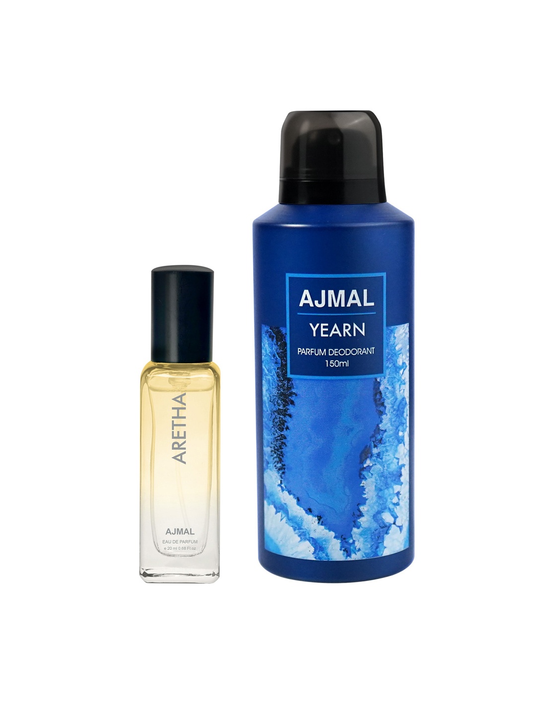 

Ajmal Set of Aretha Eau De Parfum - 20 ml & Yearn Deodorant Spray - 150 ml, Blue