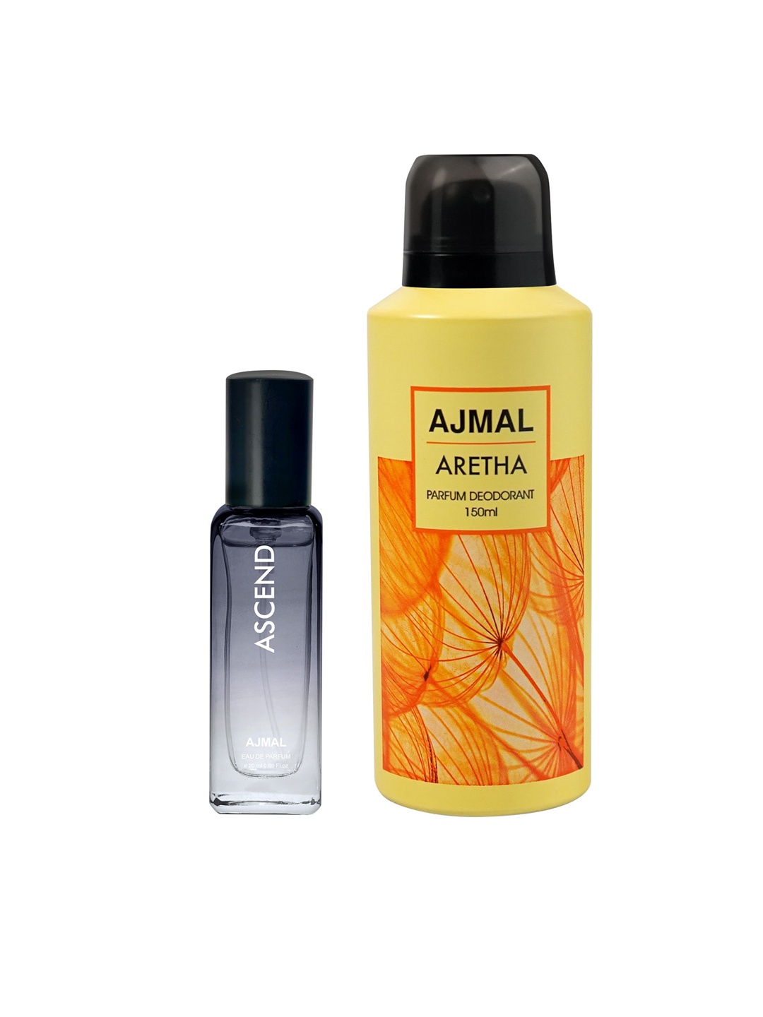 

Ajmal Set of Ascend Eau De Parfum - 20 ml & Aretha Deodorant Spray - 150 ml, Black