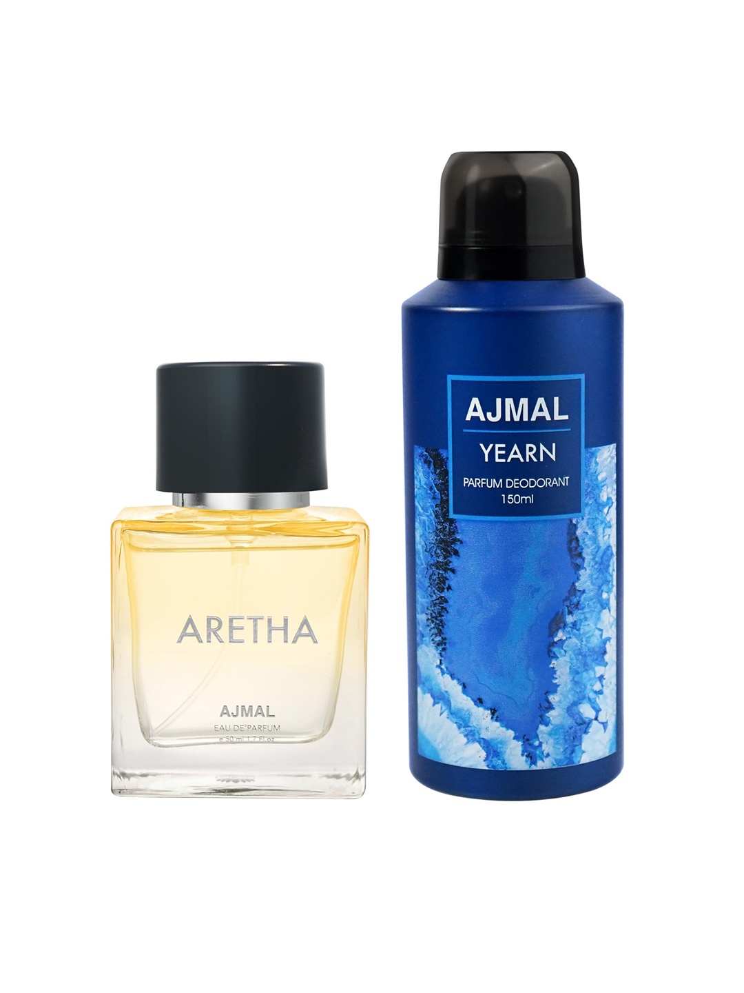 

Ajmal Set of Aretha Eau de Parfum 50ml & Yearn Deodorant 150ml, Blue