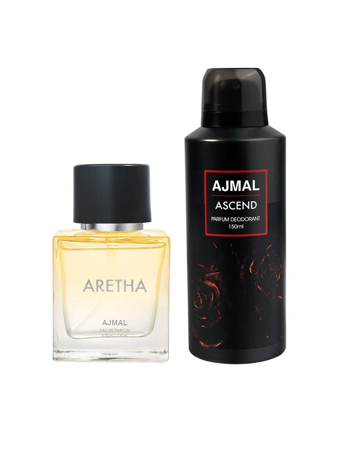 

Ajmal Pack of 2 Aretha Perfume-50ml + Ascend Deodorant-150ml, Black