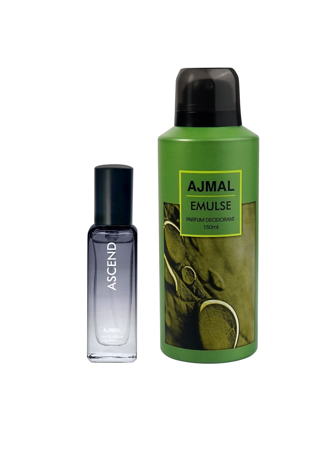 

Ajmal Set of Ascend Eau De Parfum - 20 ml & Emulse Deodorant Spray - 150 ml, Black