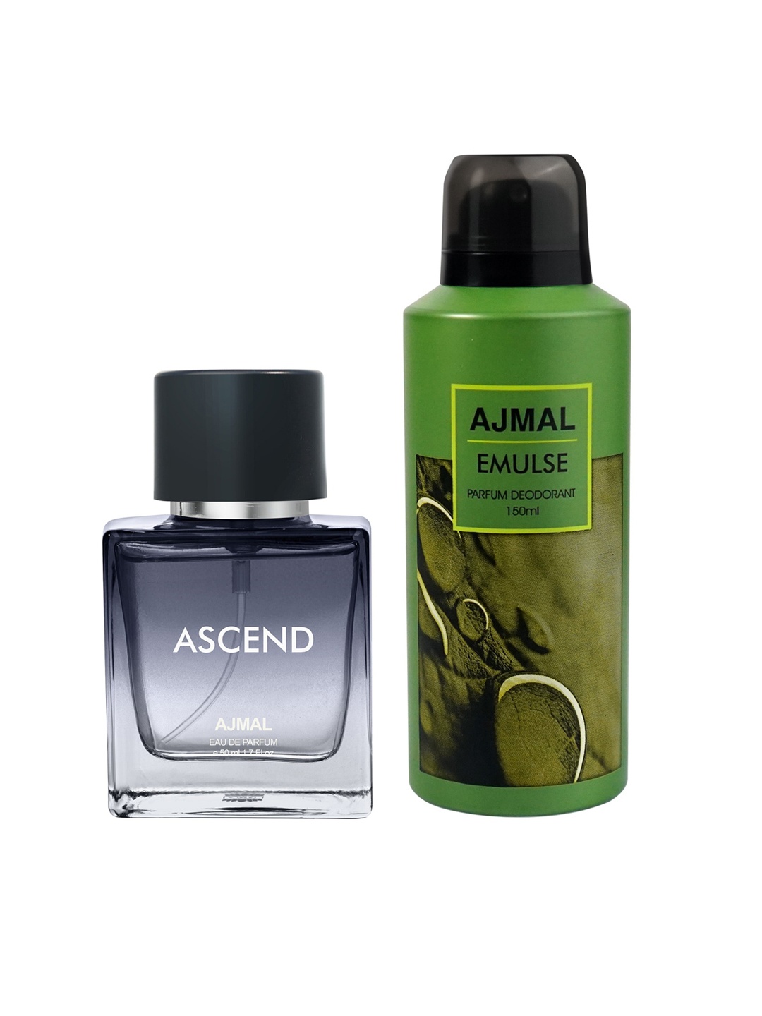 

Ajmal Set of Ascend Eau De Parfum - 50 ml & Emulse Deodorant Spray - 150 ml, Black