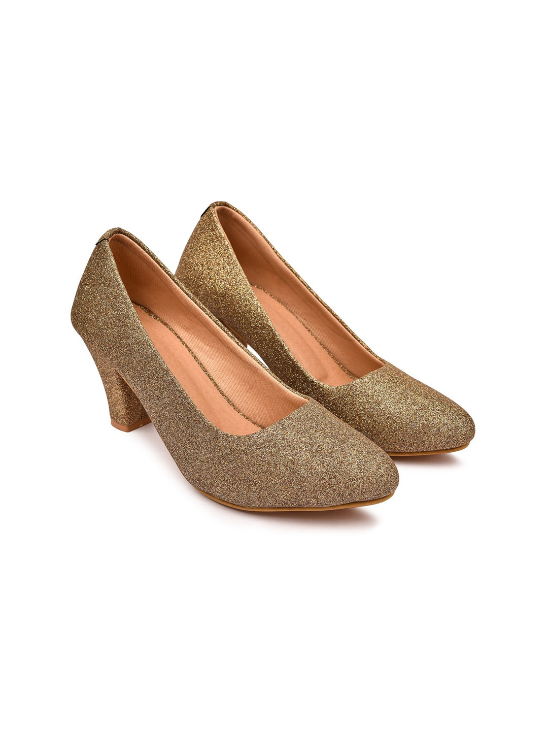 

H3F Gold-Toned Block Pumps Heels
