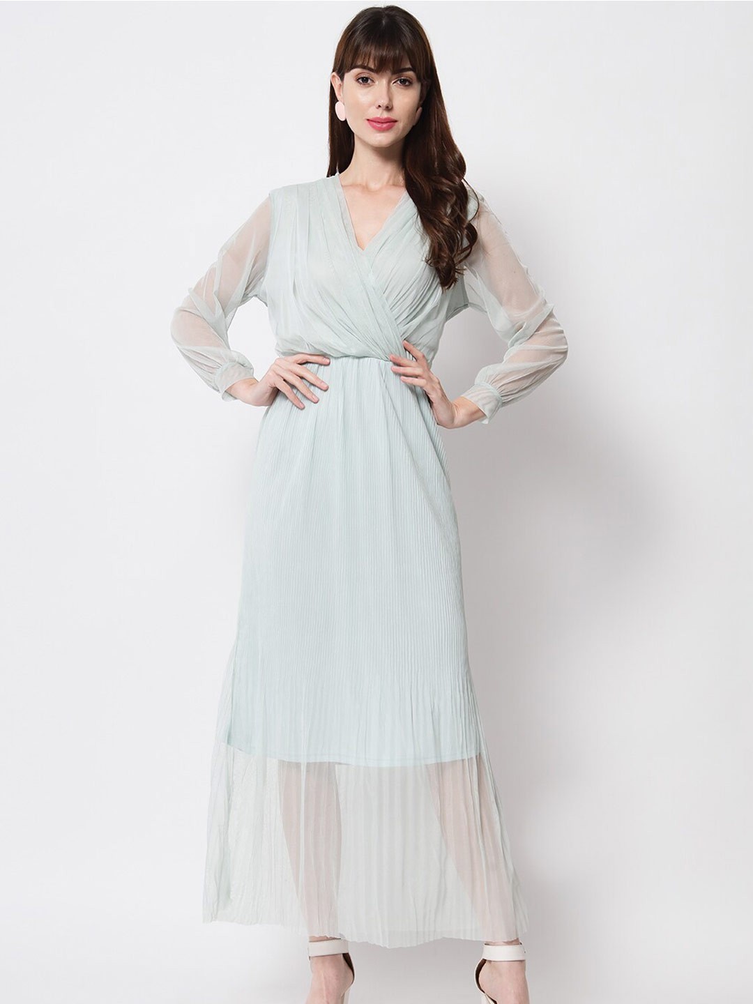 

HERE&NOW Turquoise Blue Net Maxi Dress