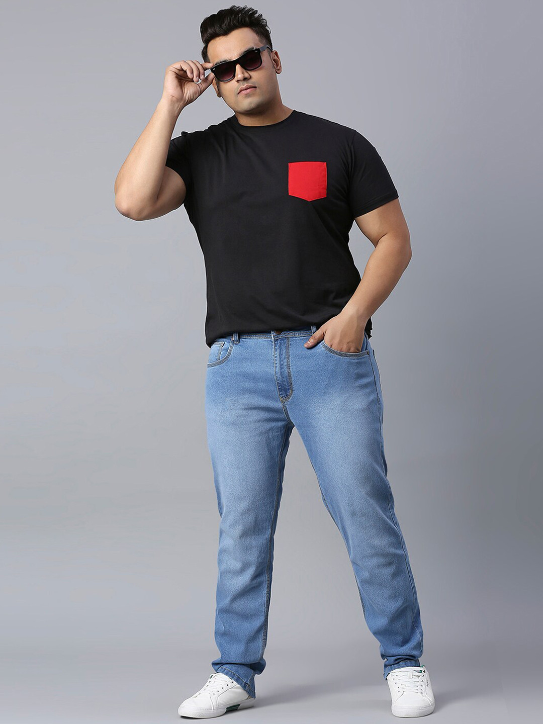 

Freeform by High Star Plus Size Men Blue Slim Fit Light Fade Stretchable Jeans