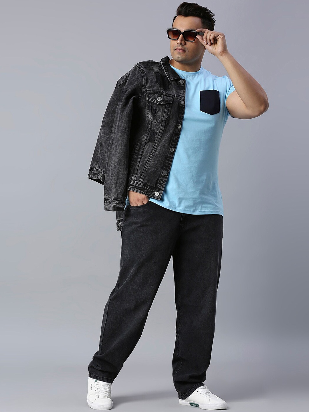 

Freeform by High Star Plus Size Men Black Tapered Fit Stretchable Jeans