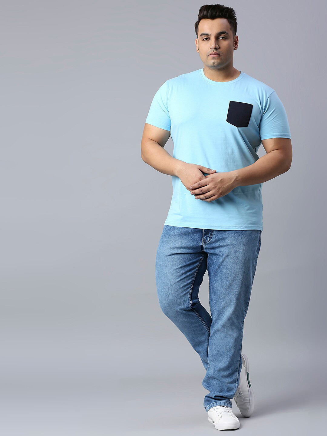 

Freeform by High Star Plus Size Men Blue Slim Fit Light Fade Stretchable Jeans