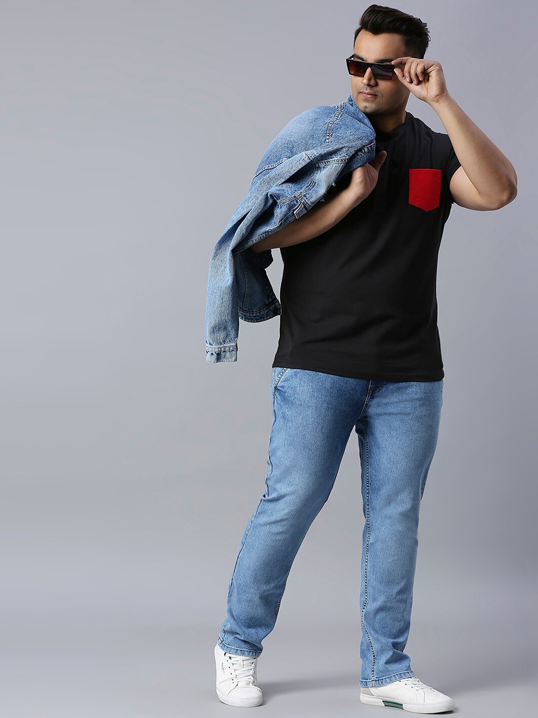 

Freeform by High Star Plus Size Men Blue Slim Fit Light Fade Stretchable Jeans