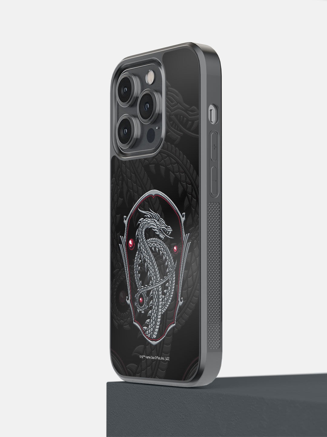 

macmerise Black & Silver Dragon Crest Design iPhone 14 Pro Bumper Case