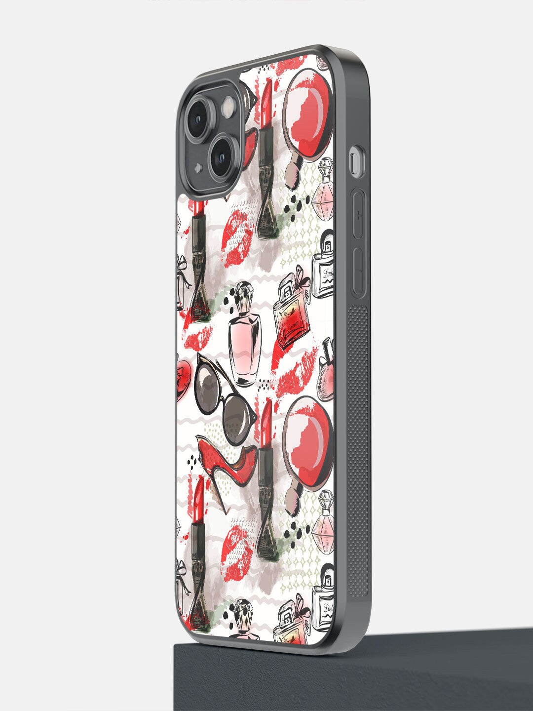 

macmerise Fashionista White & Red Quirky Printed iPhone 14 Plus Bumper Back Case