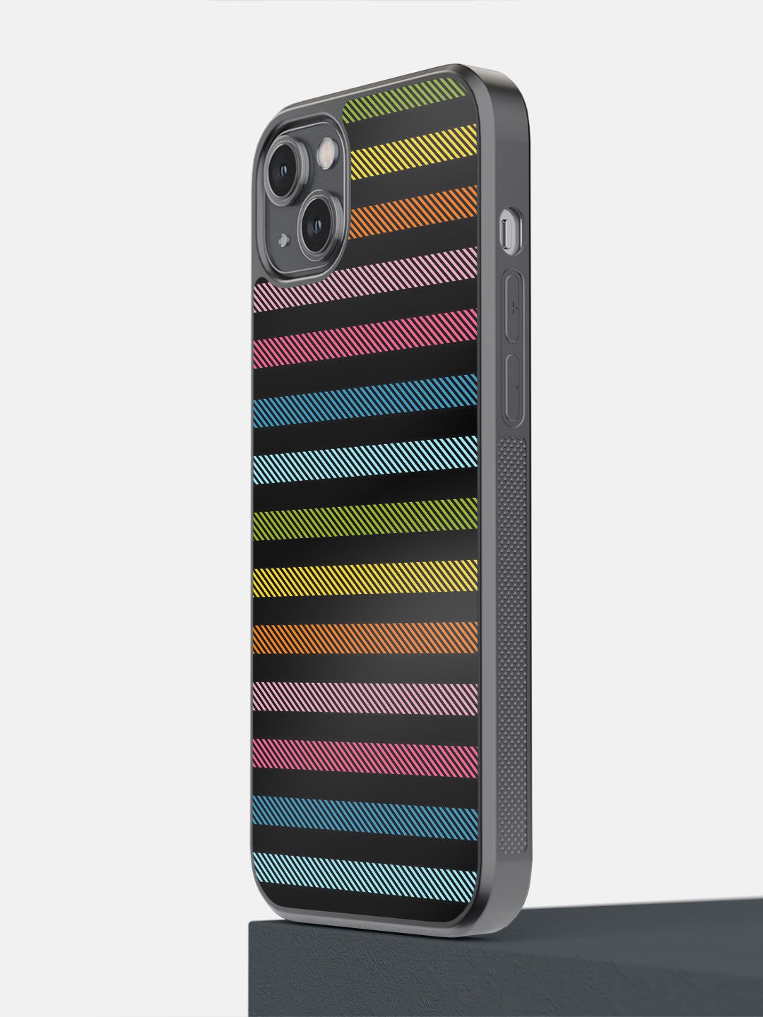 

macmerise Black & Blue Printed Stripes All The Way iPhone 14 Plus Bumper Phone Back Case